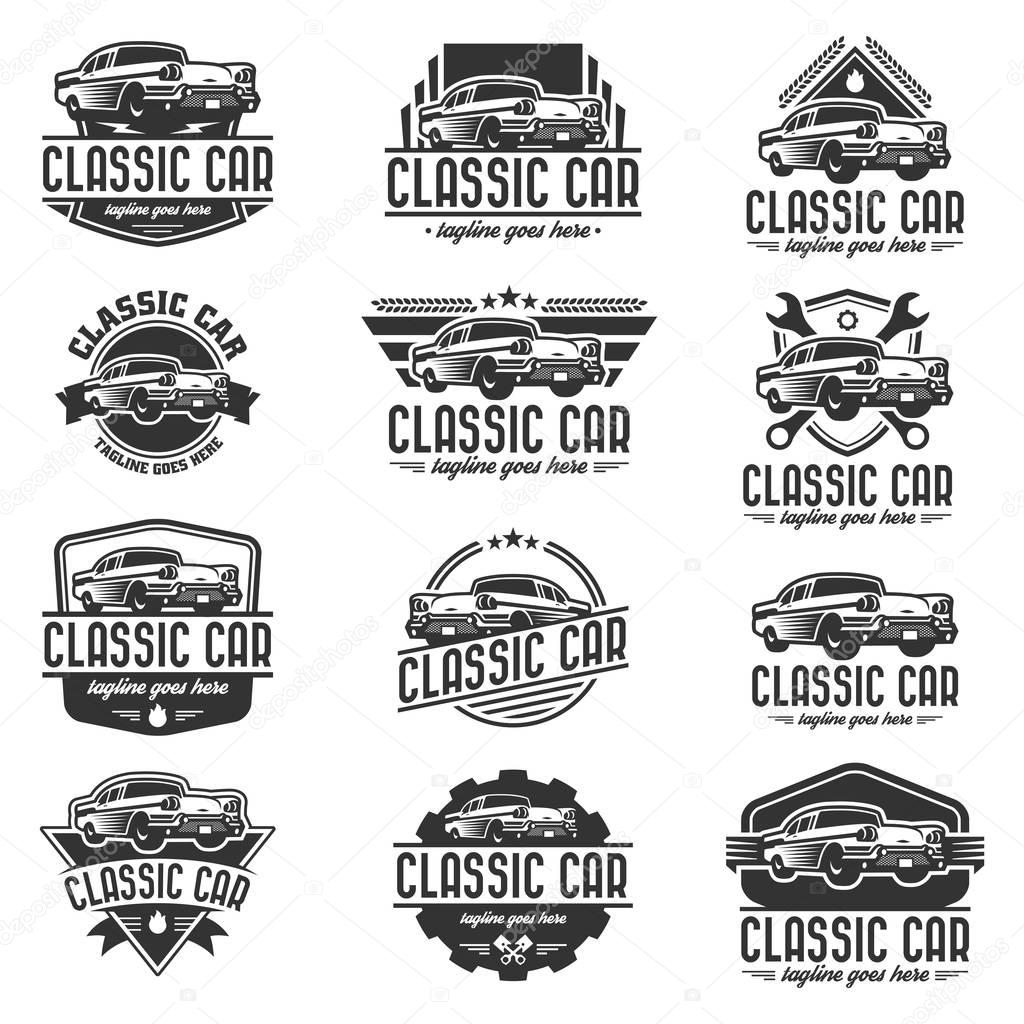 A template of classic or vintage or retro car logo design. vintage style
