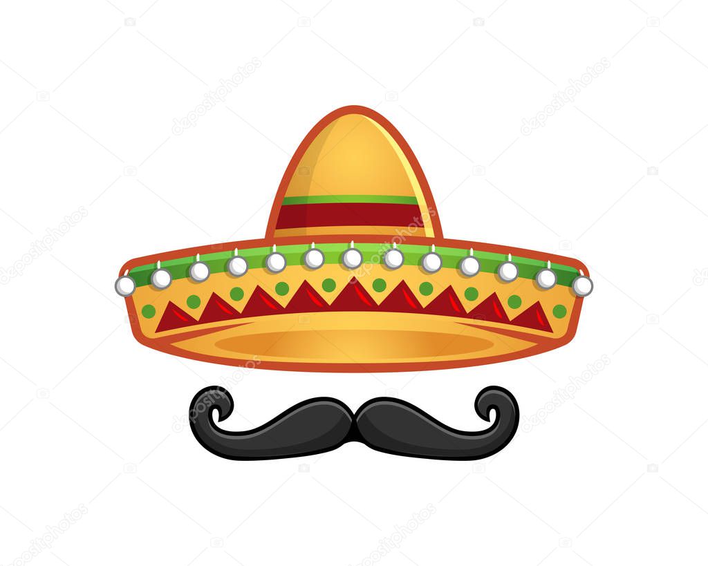 Sombrero and mustache icon template