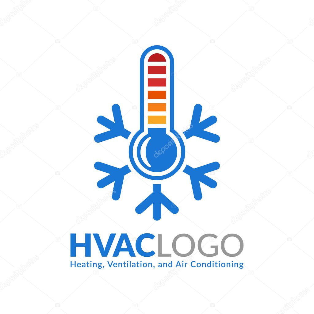 HVAC logo design, heating ventilation and air conditioning logo or icon template