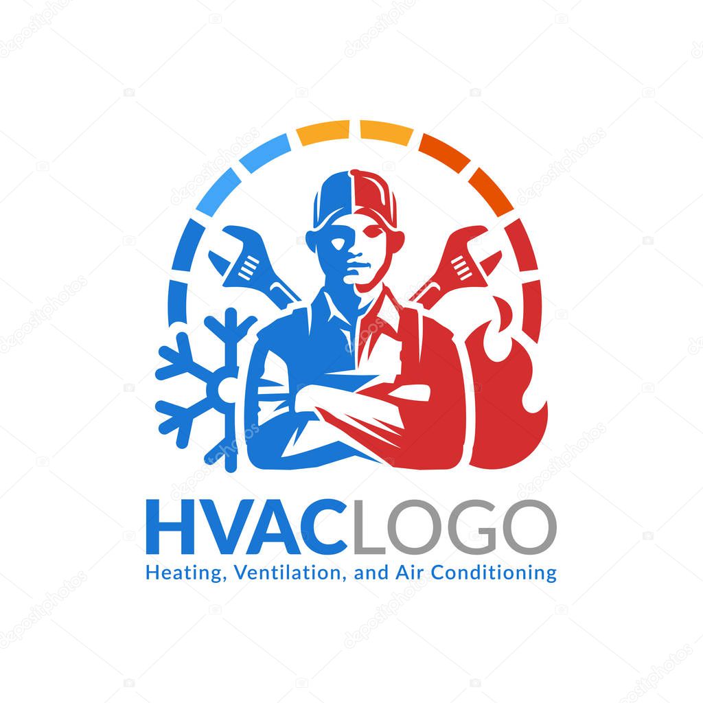 HVAC logo design, heating ventilation and air conditioning logo or icon template.