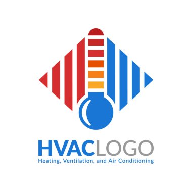 Hvac logo tasarımı, ısıtma havalandırma ve havalandırma logosu veya simge şablonu.