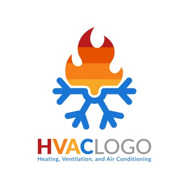 Hvac logo tasarımı, ısıtma havalandırma ve havalandırma logosu veya simge şablonu.