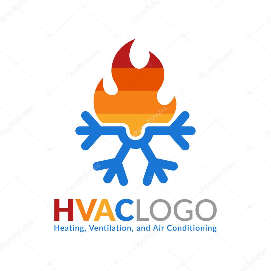 HVAC logo design, heating ventilation and air conditioning logo or icon template