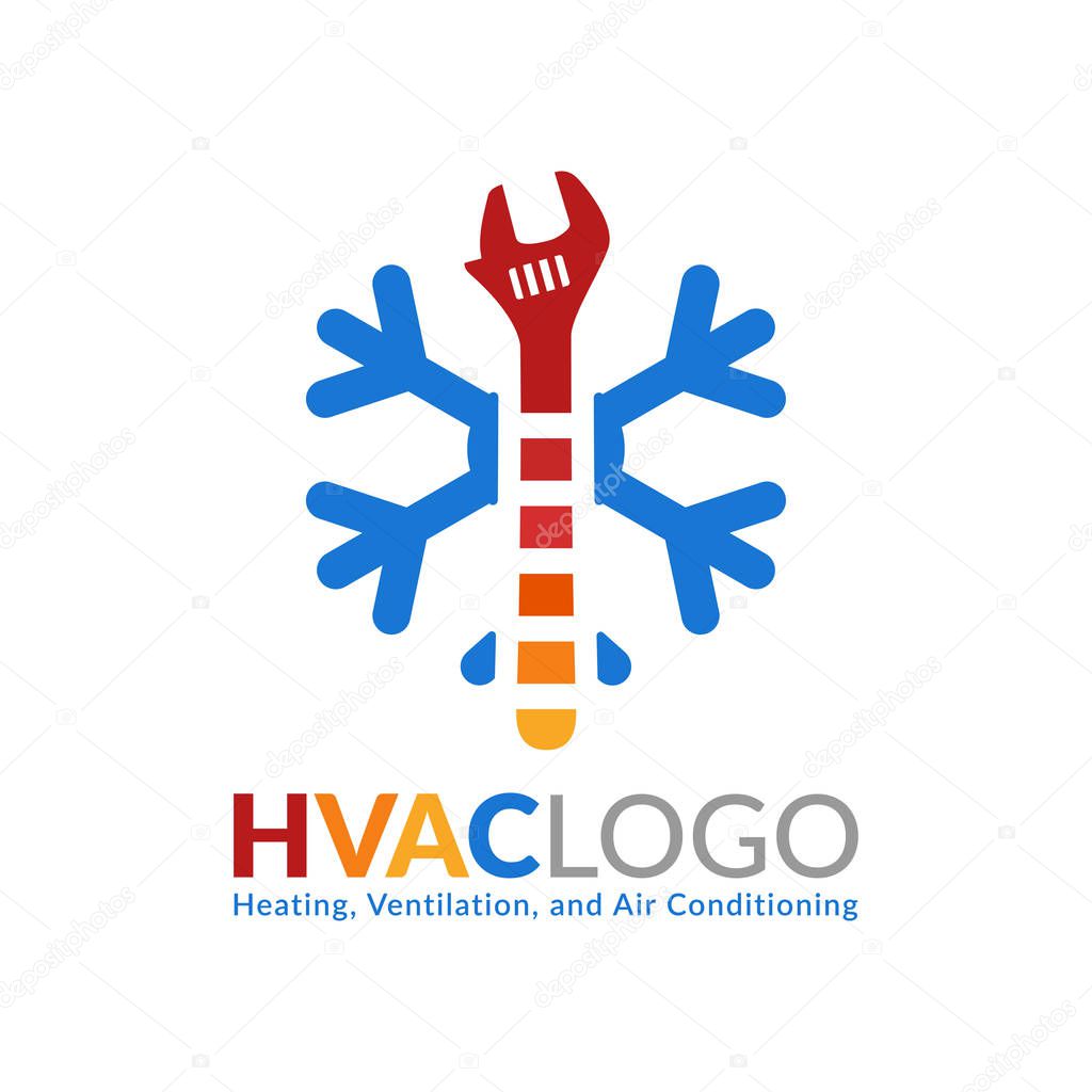 HVAC logo design, heating ventilation and air conditioning logo or icon template