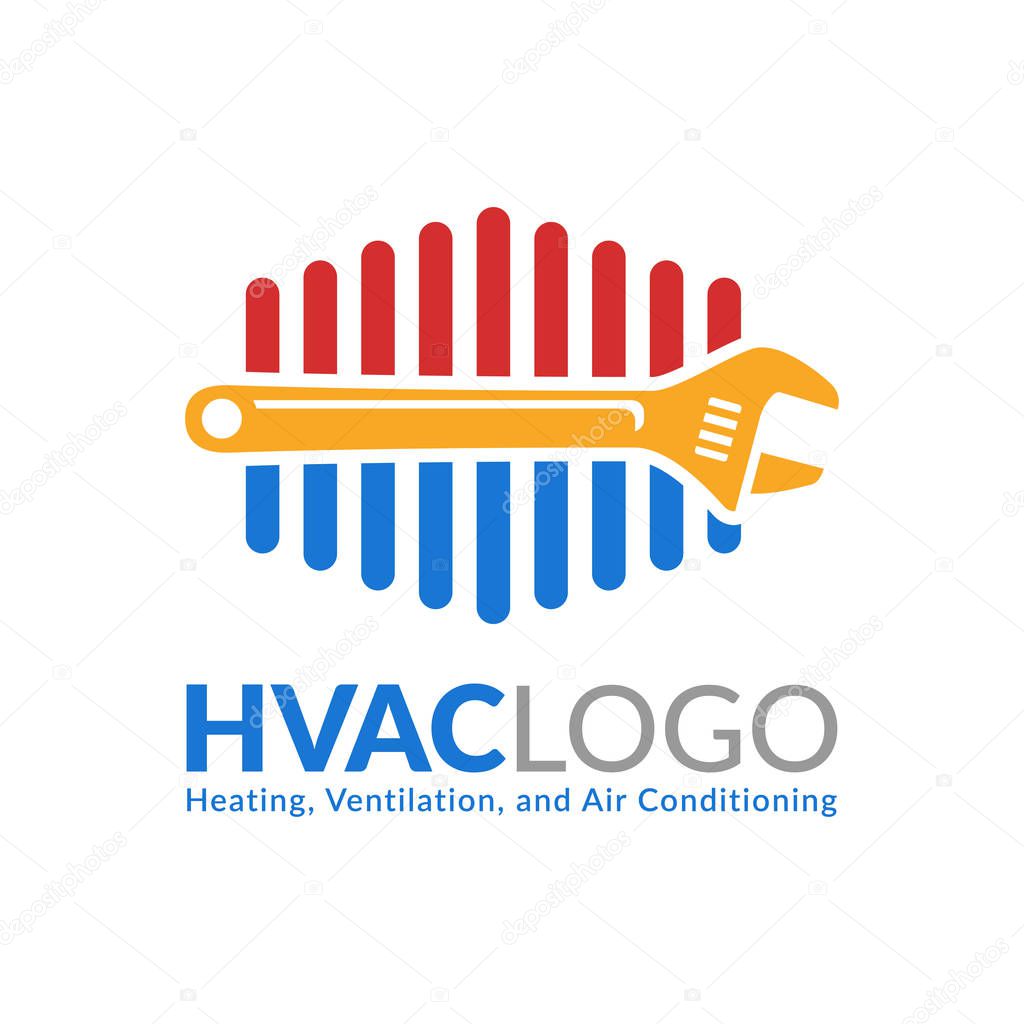 HVAC logo design, heating ventilation and air conditioning logo or icon template