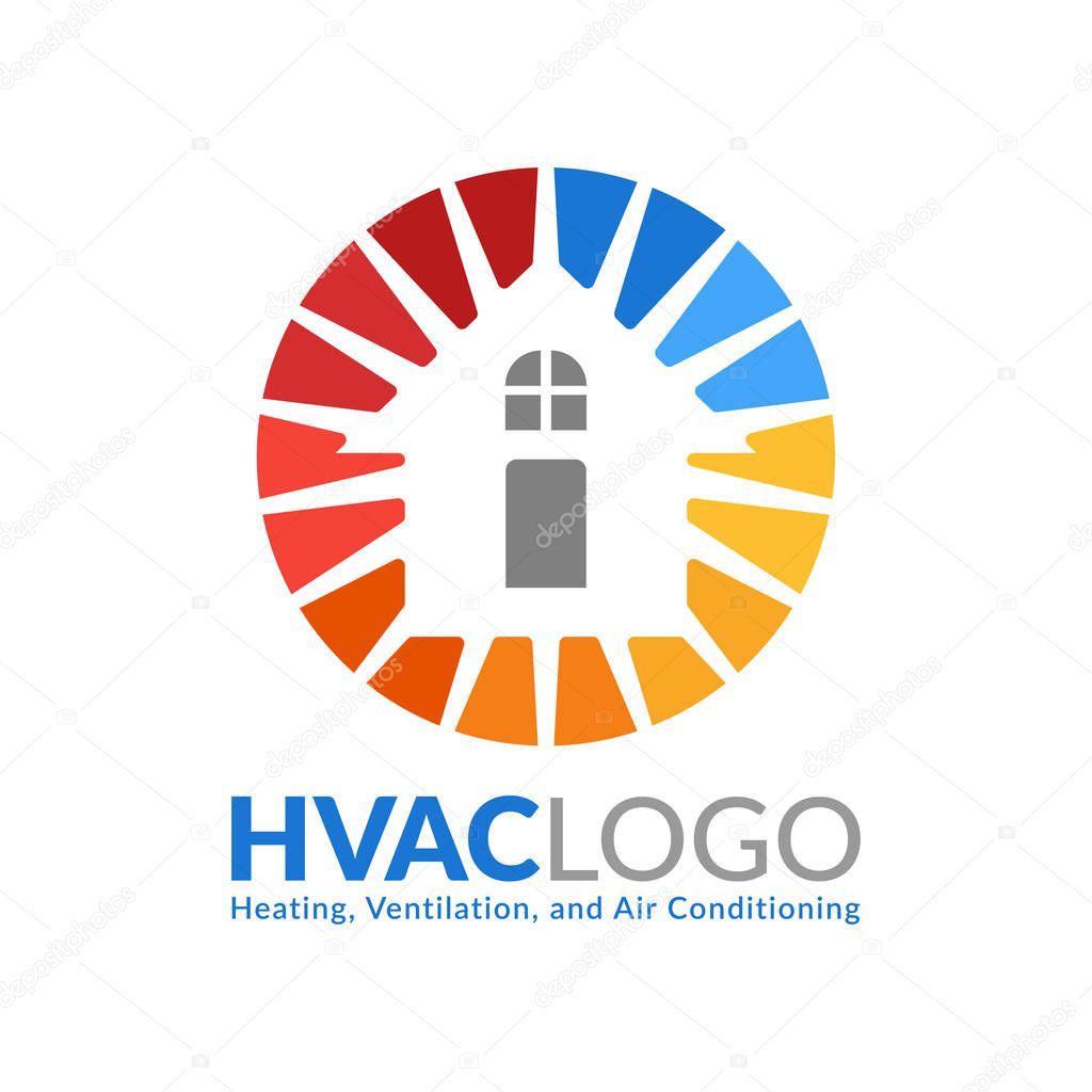 HVAC logo design, heating ventilation and air conditioning logo or icon template