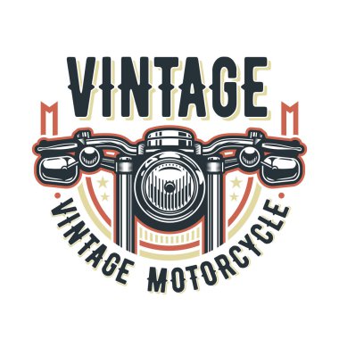 Klasik motosiklet logosu şablonu, vektör retro özel garaj amblemi veya rozet.