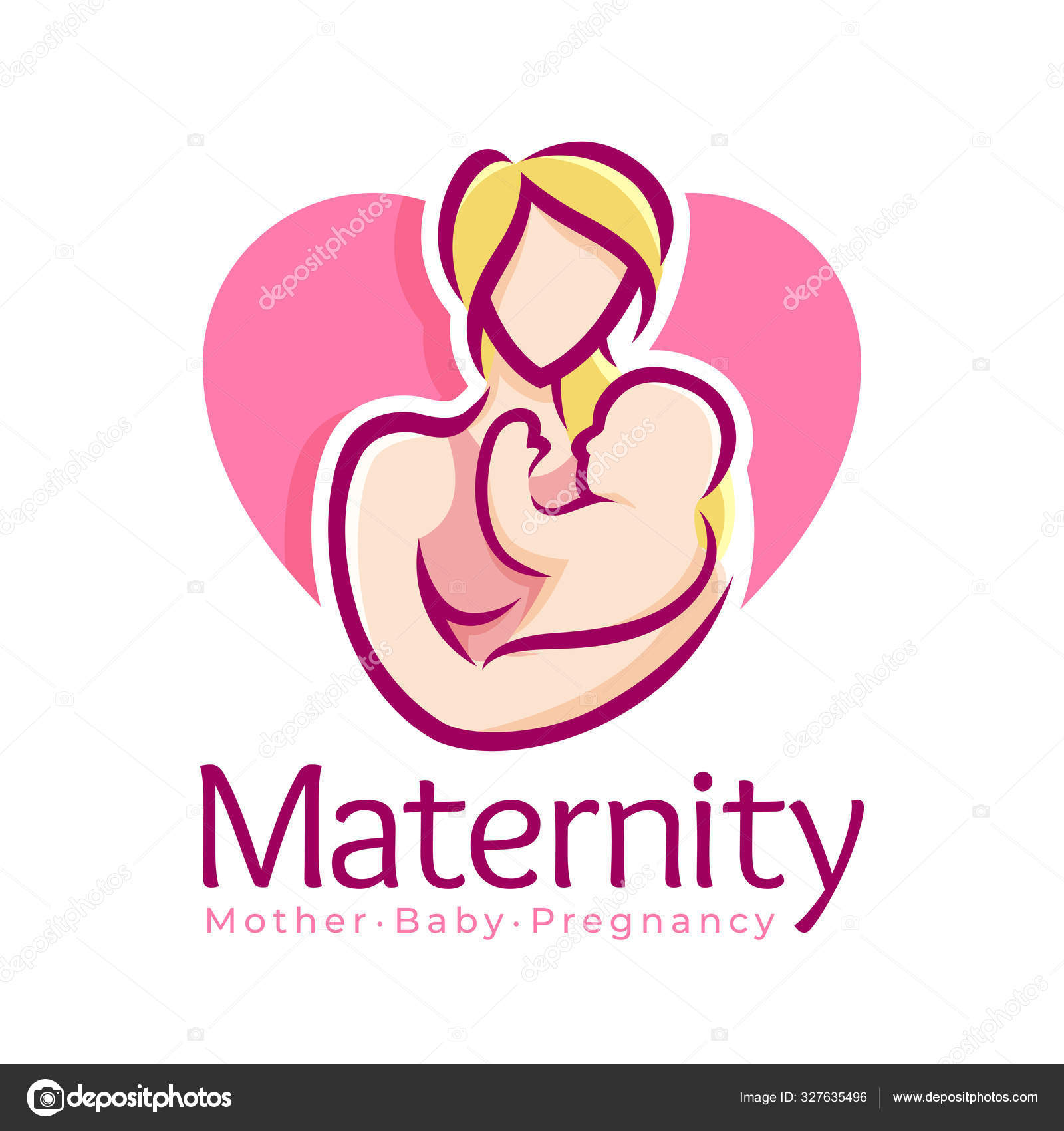 Modèle De Conception De Logo, Symbole De Mère De Grossesse Et Bébé