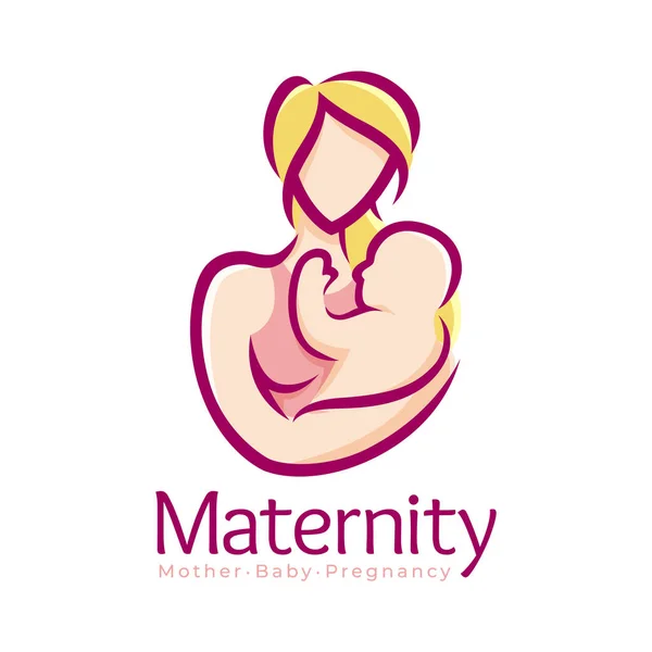 Modèle de conception de logo de maternité, symbole de mère enceinte et bébé ou modèle d'icône — Image vectorielle