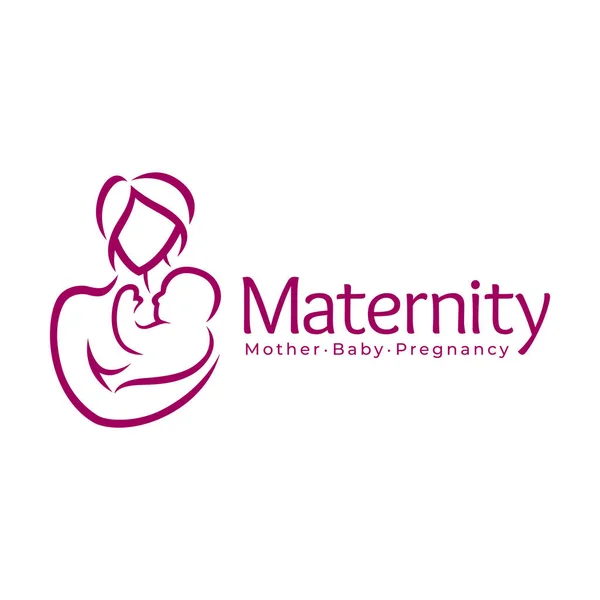 Mall för formgivning av moderskapslogotypen, graviditetsmor och babysymbol eller ikon Stockvektor