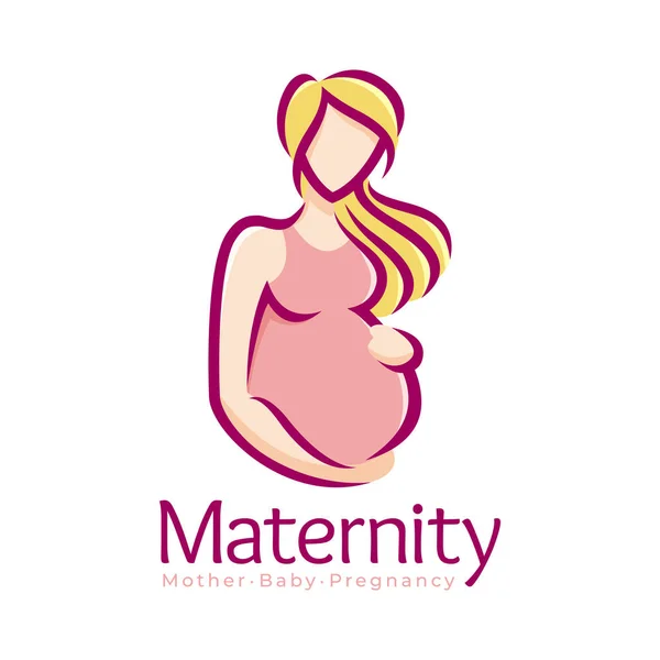 Mall för formgivning av moderskapslogotypen, graviditetsmor och babysymbol eller ikon Stockvektor