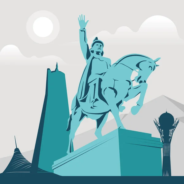 Abulkhair Khan Statue Vektorillustration Zentralasien Kasachstan Astana — Stockvektor