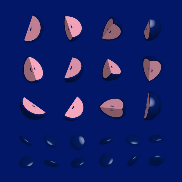 Het Aantal Abstract Blue Pink Figuren Een Donkere Blauwe Achtergrond — Stockvector