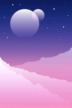 İki aylar ve yıldızlar ile Kızıl gezegen görünümünü.