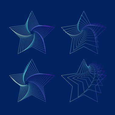 Geometrik çokgen yıldız koyu mavi zemin üzerine. Vektör çizim.