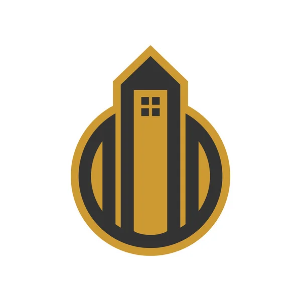 Golden Tower Habitação Gráfico simples — Vetor de Stock