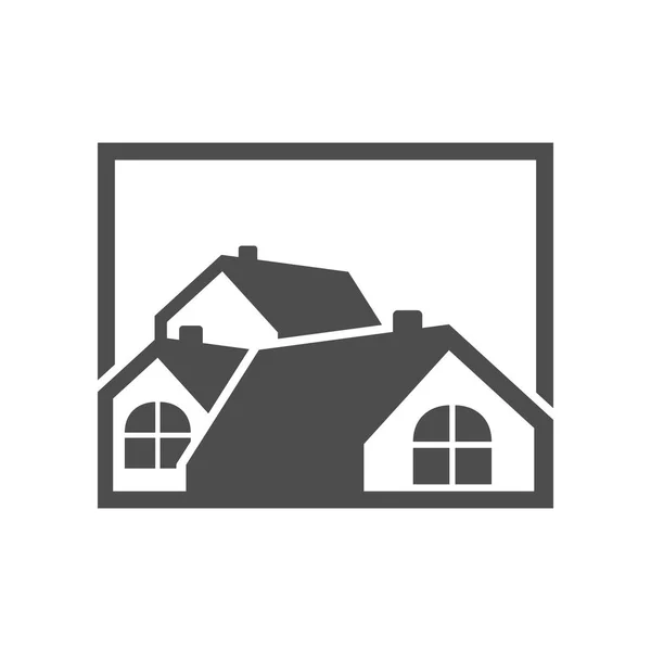 Gruppe Haus Abbildung grau logo — Stockvektor