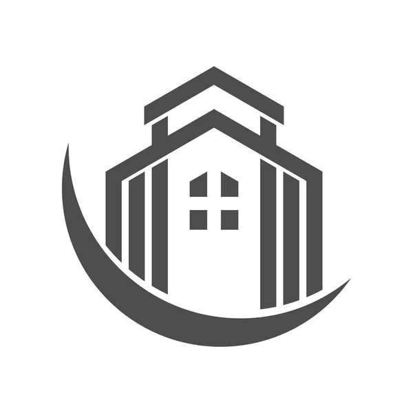 Residencia de lujo Crescent Negro Logo — Archivo Imágenes Vectoriales