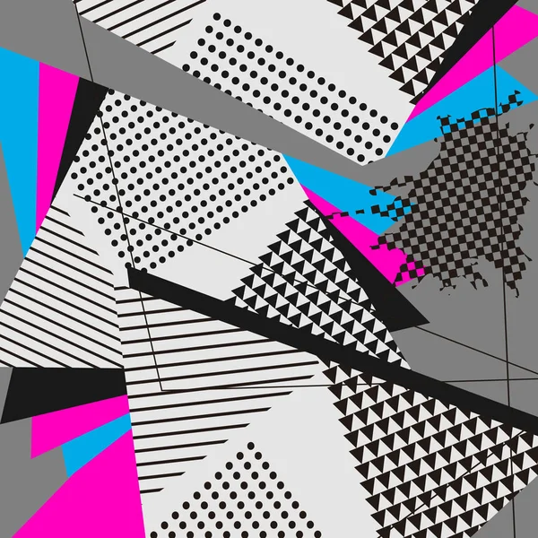 Abstrakte geometrische Collage blaues Magenta-Muster — Stockvektor
