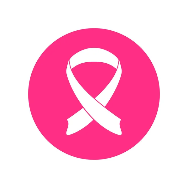 Eenvoudige vorm Pink Ribbon ronde pictogram — Stockvector