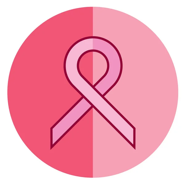 Ícone de fita de câncer de mama rosa — Vetor de Stock