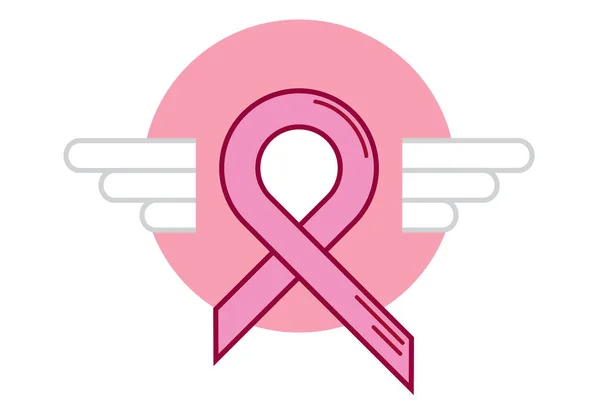 Růžová stuha prsu rakovina křídlo — Stockový vektor