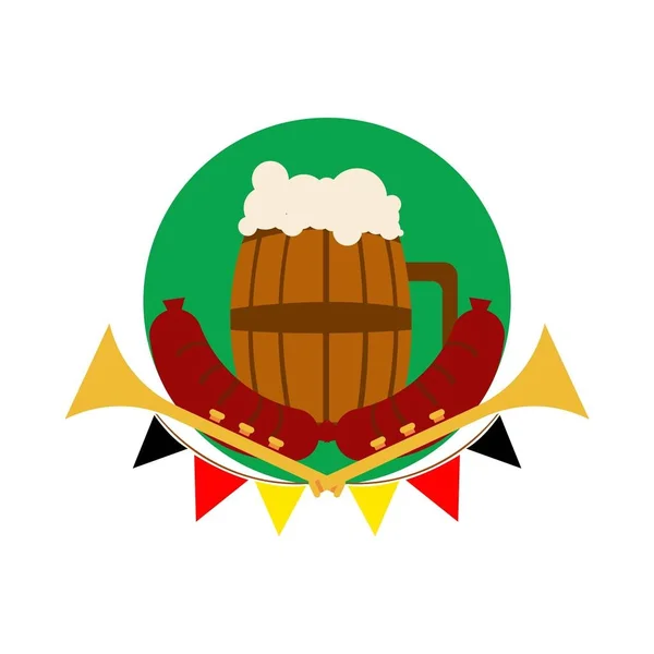 Μπύρα βαρέλι γυαλί Οκτόμπερφεστ — Διανυσματικό Αρχείο