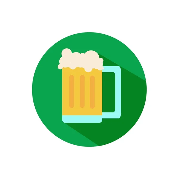 Verre commun de bière Icône plate — Image vectorielle