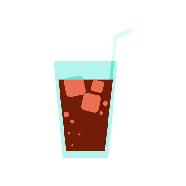 Glas Cola trinken einfache flache Illustration — Stockvektor