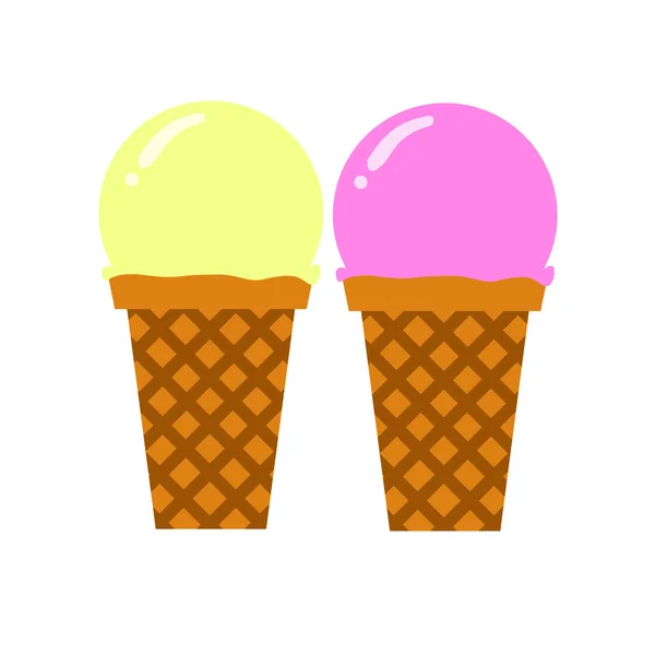 Helado con cuchara Ilustración plana simple — Vector de stock