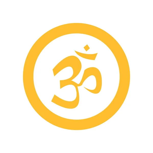 Egyszerű kerek sárga Om szimbólum — Stock Vector