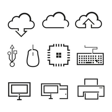 Bilgisayar ilgili anahat grafik simge