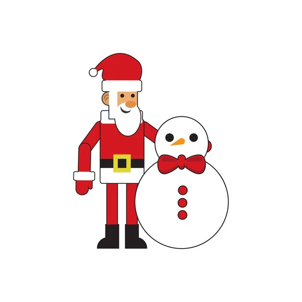 Веселый Санта Клаус со Снеговиком — стоковый вектор