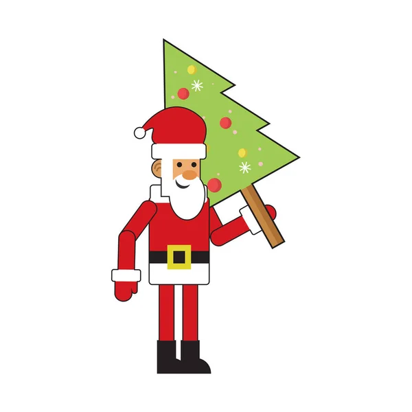 Веселый Санта-Клаус с рождественской елкой — стоковый вектор