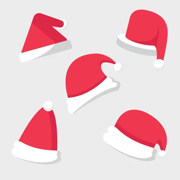 Yılbaşı kutlama Noel Baba şapkası ayarla — Stok Vektör