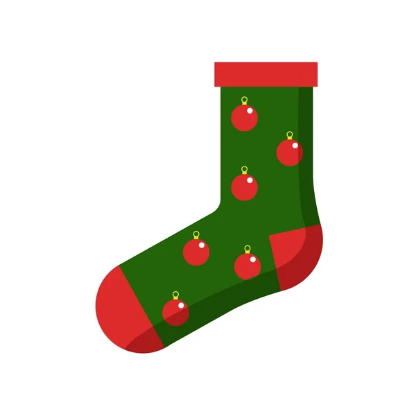 Chaussette de boule de Noël rouge verte — Image vectorielle