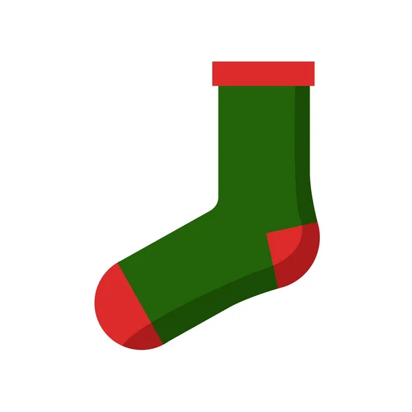 Chaussette de Noël rouge verte — Image vectorielle