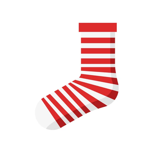 Red White Stripe Natal Meia — Vetor de Stock