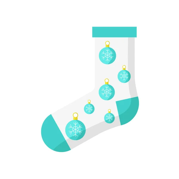 Mint Snowflake Christmas Sock — Stock Vector