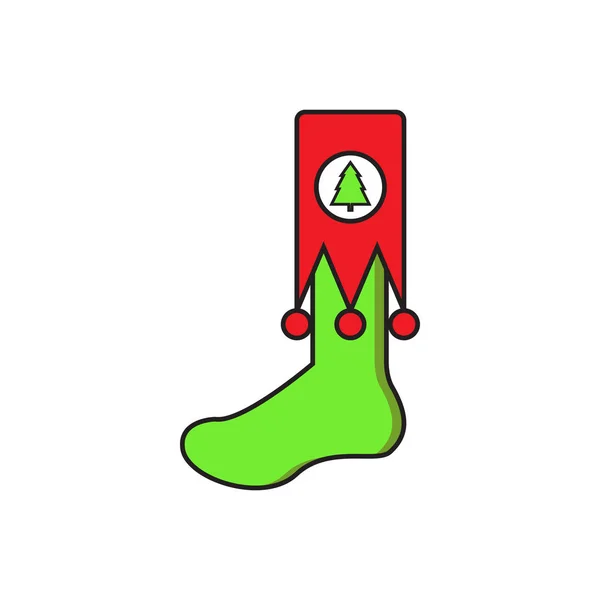 Jolie chaussette verte Noël — Image vectorielle