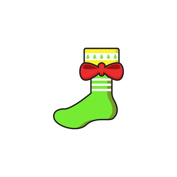 Chaussette verte cadeau de Noël — Image vectorielle