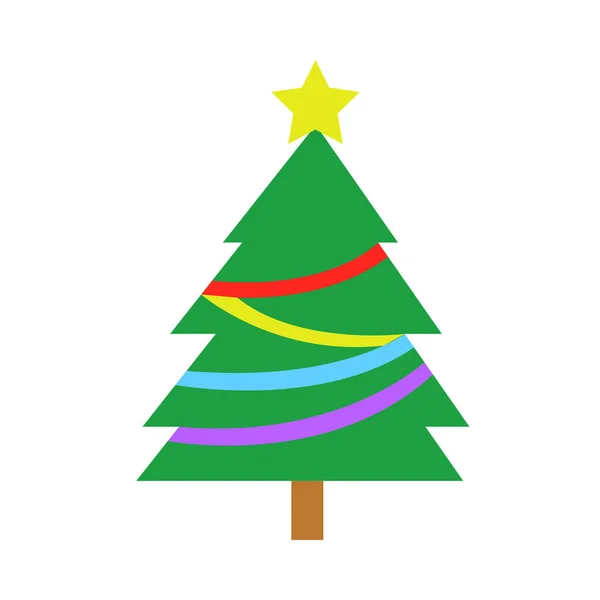 Рождественская елка со звездой и лентой — стоковый вектор