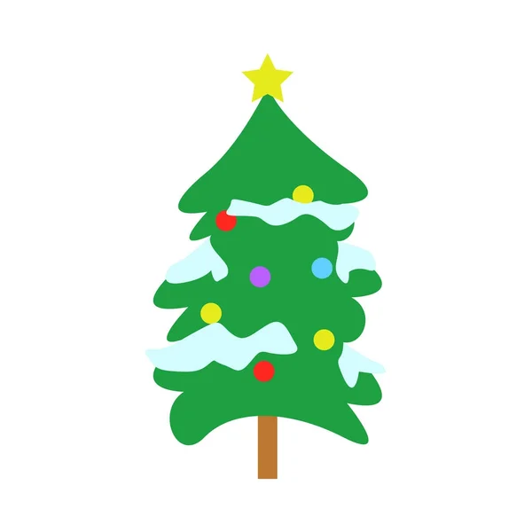 Snowy Christmas Round Spruce Tree with Star — стоковый вектор