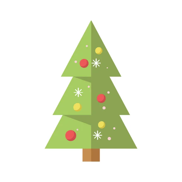 Basit süslenen karikatür Noel çam ağacı — Stok Vektör