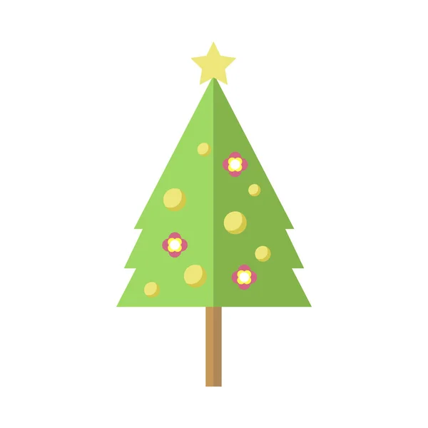 Alta Decoração dos desenhos animados Natal Pine Tree — Vetor de Stock