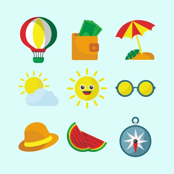 Conjunto de ícones de viagem de verão — Vetor de Stock