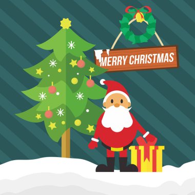 Mutlu Noeller Noel Baba hediye kartı çizgili grafik illüstrasyon vektör