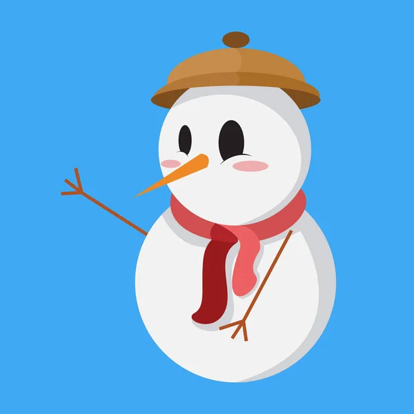 Grappige Cartoon Snowman vectorillustratie — Stockvector