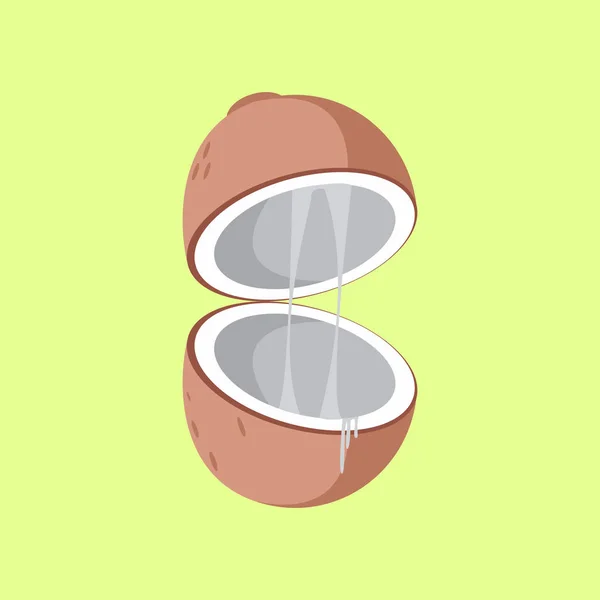 Semplice piatto aperto cocco vettoriale illustrazione — Vettoriale Stock