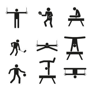 Jimnastik spor soyut simge vektör çizim grafik Set